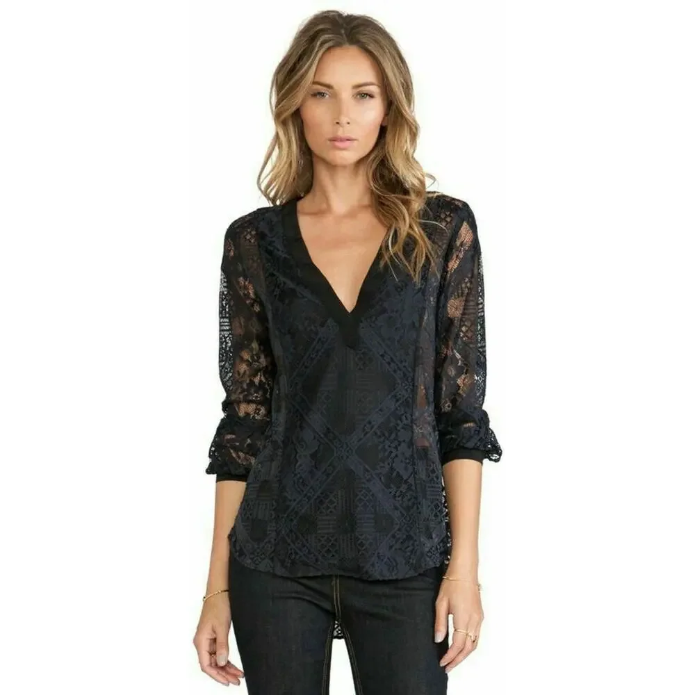 Twelfth Street Cynthia Vincent Womens Lace Long Sleeve Dark Romantic Vamp XS/S*